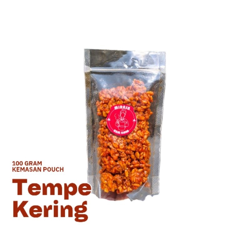 

Tempe Kering 100 Gram Kemasan Pouch Manis Gurih Kriuk Enak