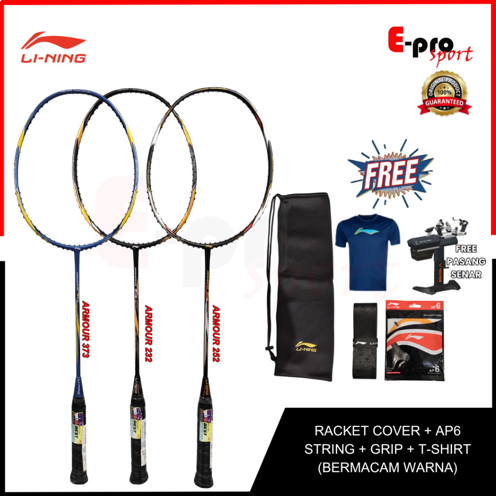Raket Badminton Lining Armour 373 252 232 / Li-Ning Armour Original Bulutangkis 30 LBS 30LBS
