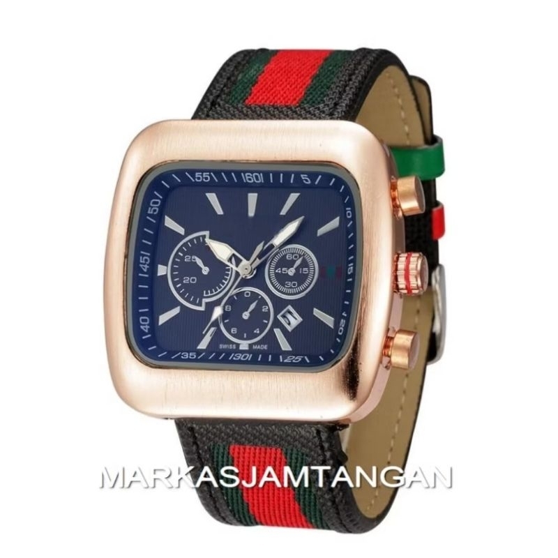 Jam Tangan Pria - Jam Cowok - Arloji PREMIUM BEST SELLER GUUCI G-Square Casual Chronograph Leather M