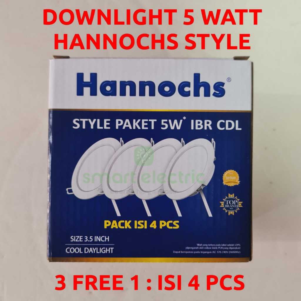 Hannochs Style 5 Watt Paket 3 Gratis 1 Lampu LED Downlight Inbow Slim Tanam Plafon
