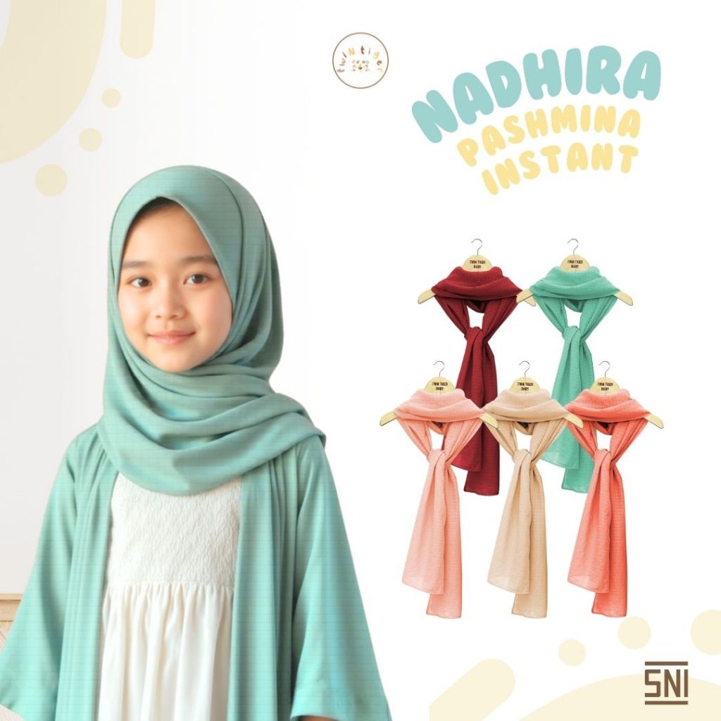 Twin Tiger Hijab Pashmina Inner Anak Perempuan 2IN1 Nadhira Pashmina Instan Jilbab Anak Perempuan In