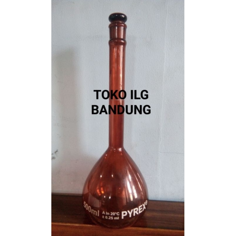 menjual labu ukur 500ml full amber/full coklat pyrex