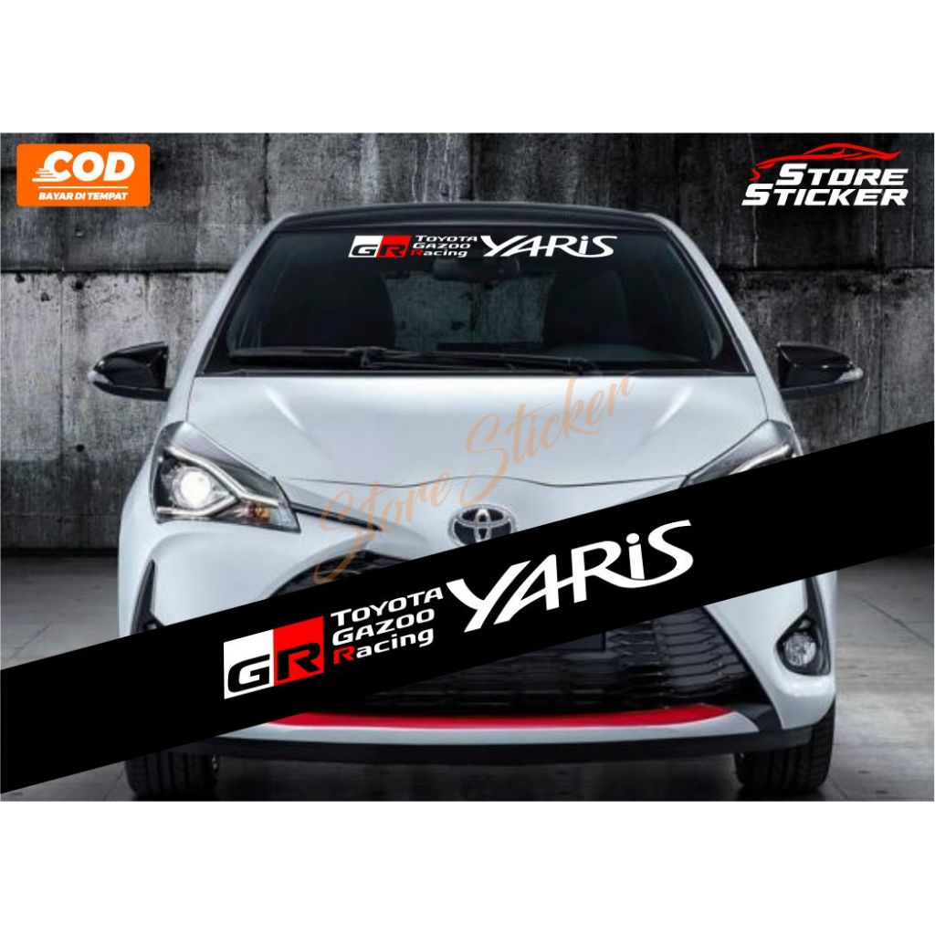 Stiker kaca depan mobil YARIS GR toyota gazoo racing Stiker Cutting Kaca depan mobil sport
