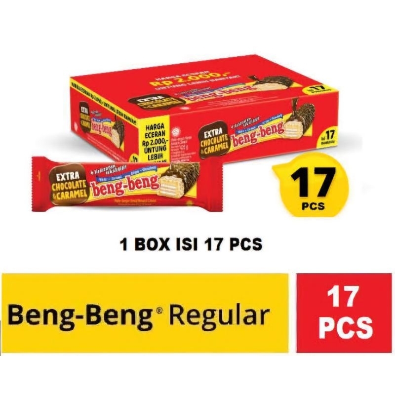 

Beng Beng + Cokelat & Karamel. 1 box isi 17 Pcs