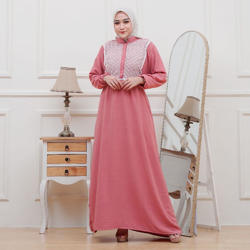 Anaf Gamis Jessica Gamis Crincle Borkat Pakaian Muslimah Dress Wanita Busui Longgar