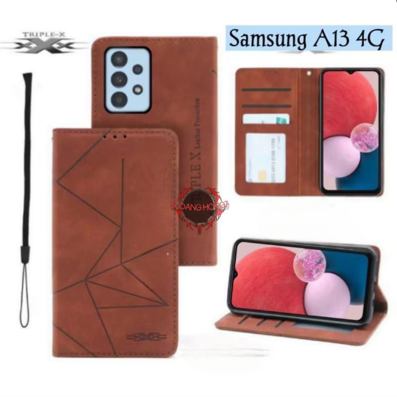 SAMSUNG A13 4G CASE POLYCARBONATE LEATHER FLIP MAGNET CASING DOMPET HP SARUNG KULIT