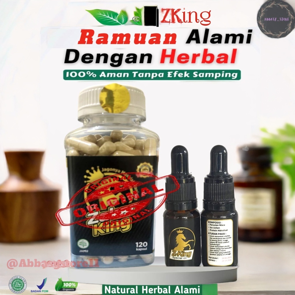 Zakar King Original isi 120 Kapsul + 2 Botol Minyak Oles Pembesar Stamina Pria Kuat & Tahan Lama