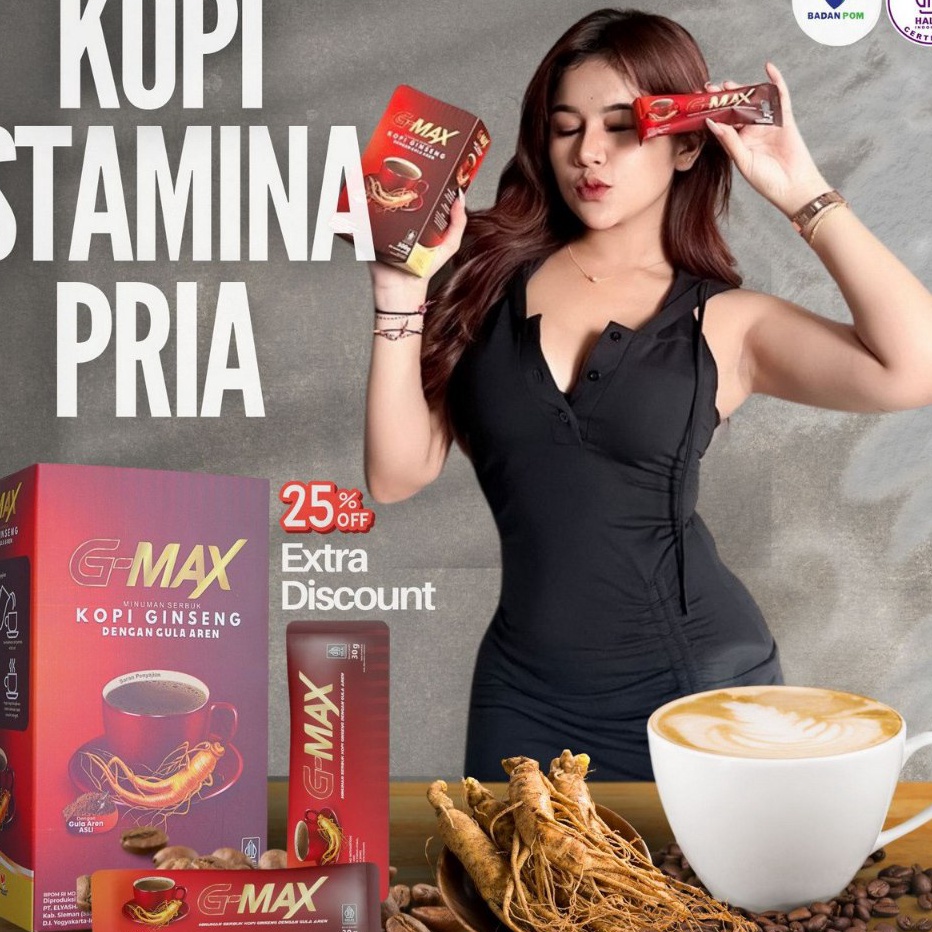 

BISA COD GMAX Minuman Kopi Stamina Pria Dewasa Extra Gingseng Original Tahan Lama Minuman kopi 1 BOX 1 Sachet