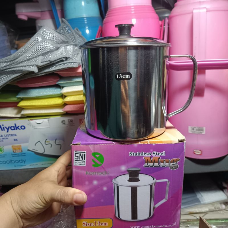 mug komodo stainless steel gelas besar gelas teh manis bertutup