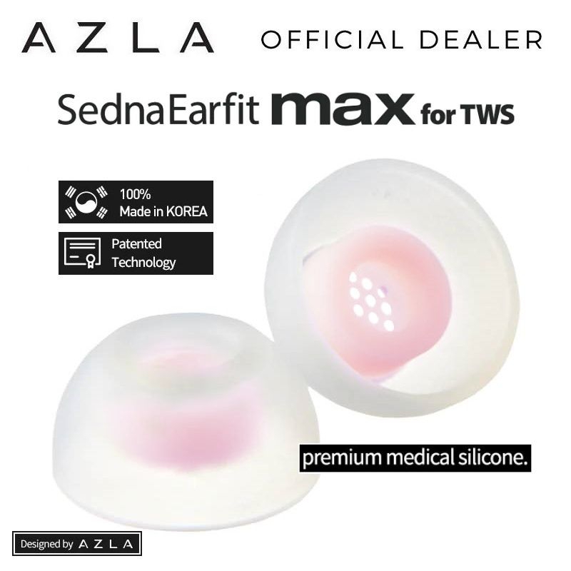 Azla Sednaearfit Max For TWS | Medical Grade Silicone with Filter Material Eartips for IEM & TWS Sam