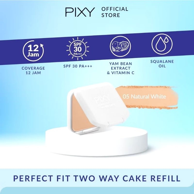 PIXY PERFECT FIT TWO WAY CAKE REFILL 05 NATURAL WHITE 12.2gr - Bedak Padat - Compact Powder
