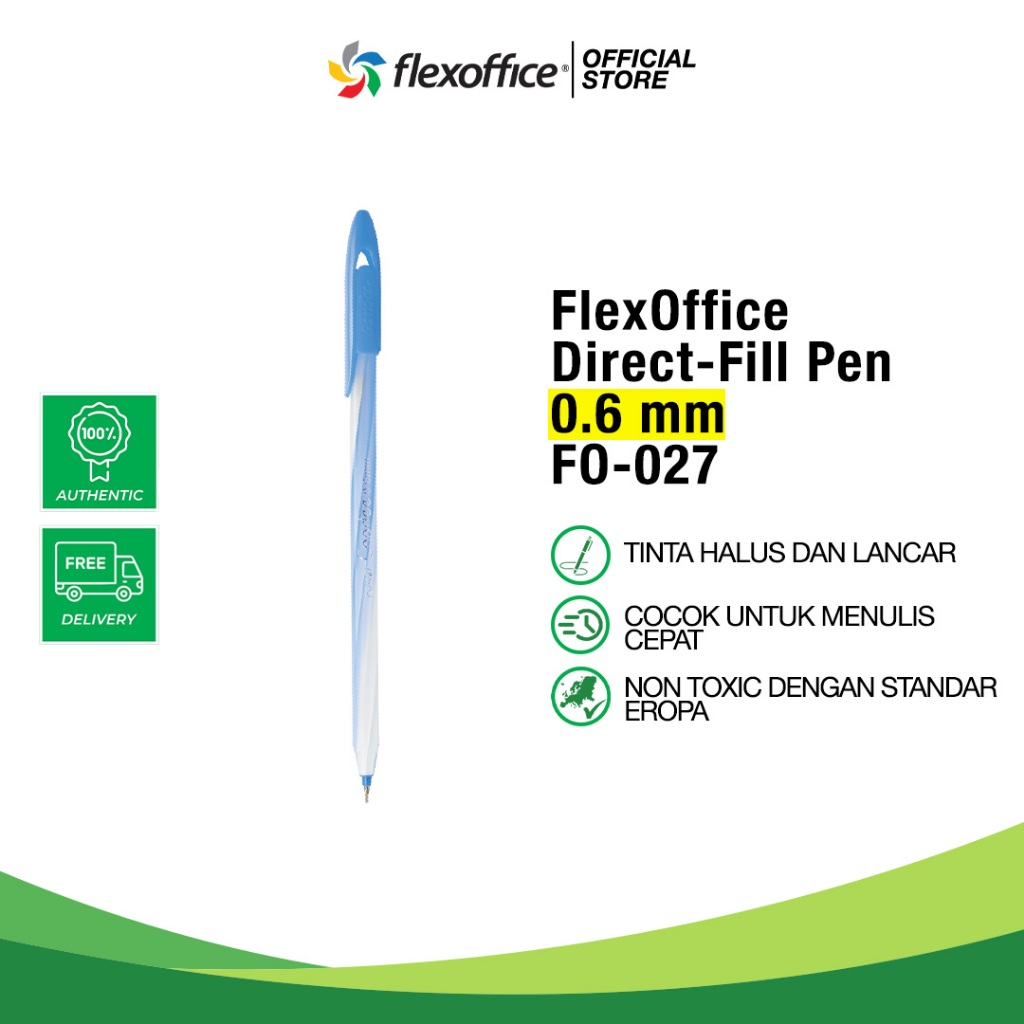 

FlexOffice Direct-Fill Pen FO-027 0.6mm HITAM termurah usaha sekolah kantor tinta panjang