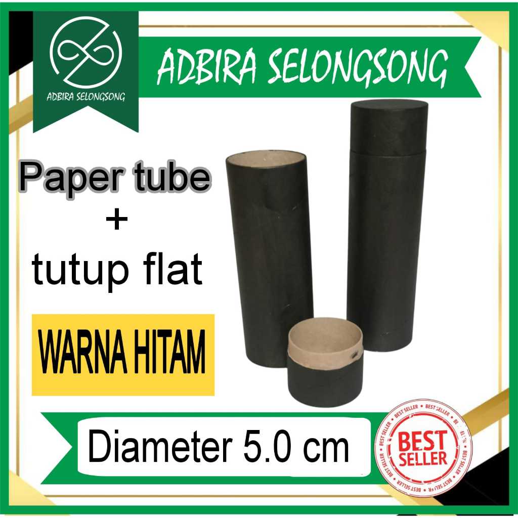 

5.0 cm paper tube warna hitam tutup flat