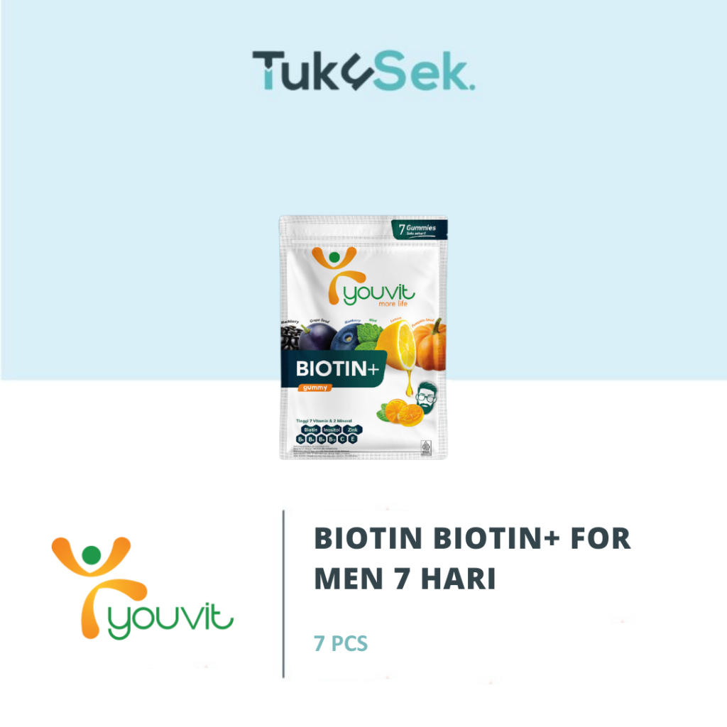 Biotin Gummy untuk Vitamin Rambut Rontok Pria | Youvit Biotin+ for Men 7 Hari