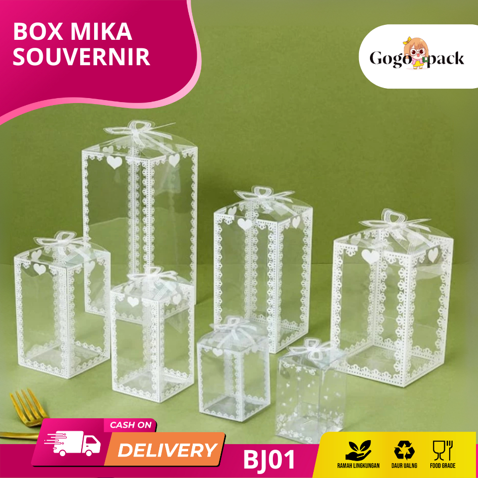 

Box Mika Transparan / Box Mika Souvenir / Kotak Mika Souvenir / Kemasan Souvenir Mika Polos I BJ01