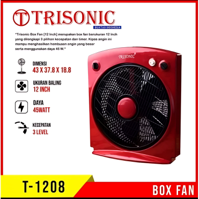 TRISONIC T-1208 BOX FAN 12 INCH