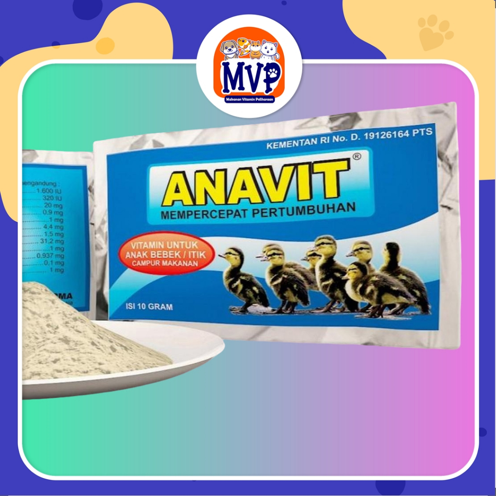 AnaVit Bebek Eka Farma10Gr - Vitamin Pemacu Pertumbuhan Anak Itik,Bebek, Angsa, Unggas - Menyehatkan