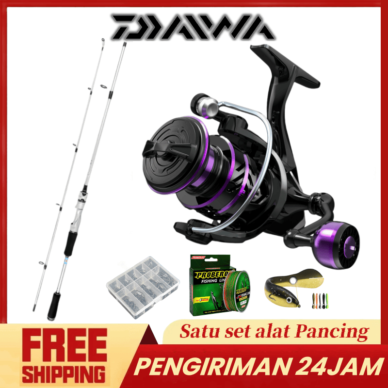 Alat Pancing Laut Dalam Joran Pancing Set 165cm—270cm Daiwa Joran Set 5.2:1 Reel Pancing Full Set