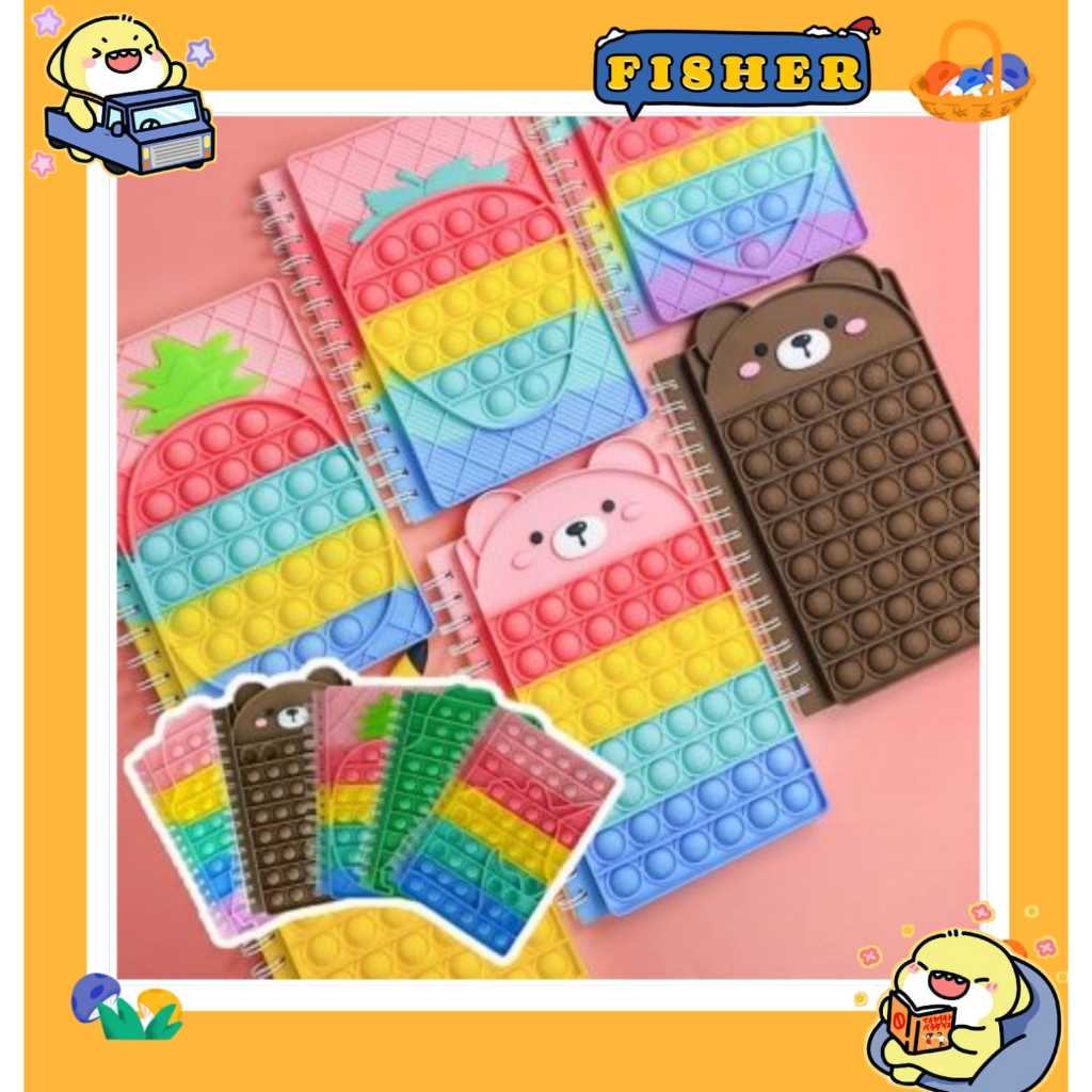 

[FISHER] Notebook pop it Size A6 KECIL | Buku Agenda | Buku Tulis lucu