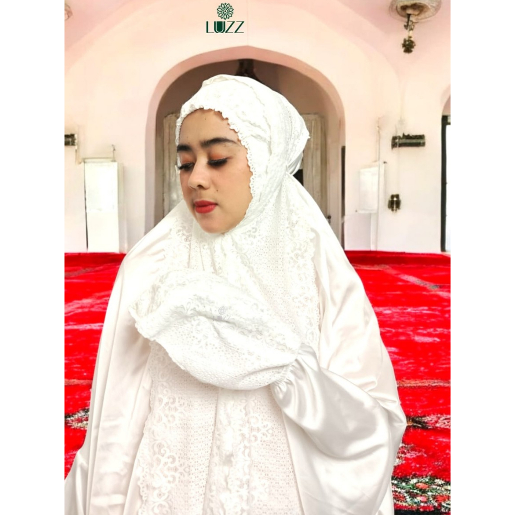 LUZZ - Mukena Jumbo Siti Hajar Renda Bawahan Polos Dewasa