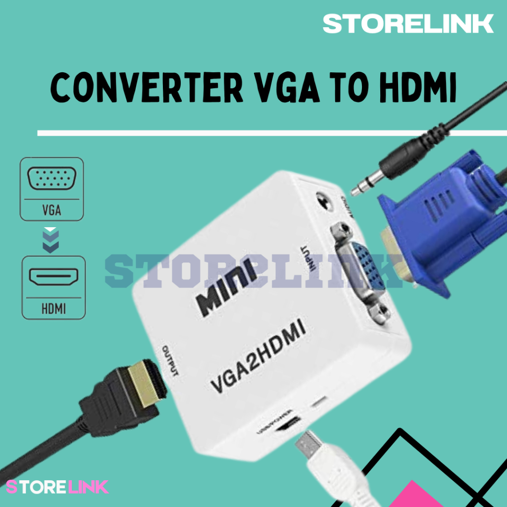 Converter VGa2HDMI Box Biru Mini vga2tohdmi / vga2tohdmi / vga2 to hdmi / konverter vga to hdmi /min