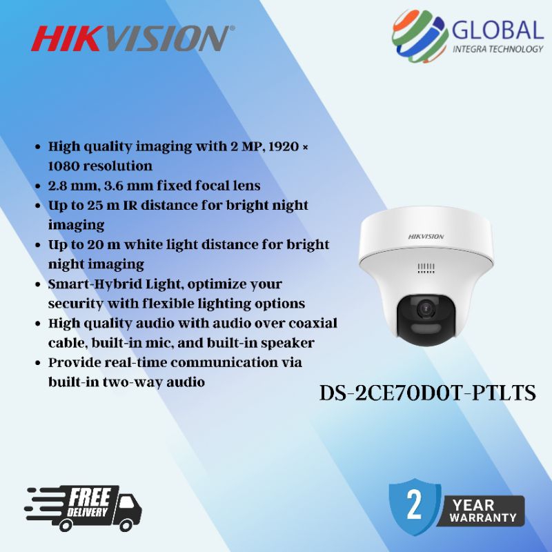 DS-2CE70D0T-PTLTS HIKVISION ANALOG 2MP TWO-WAY AUDIO
