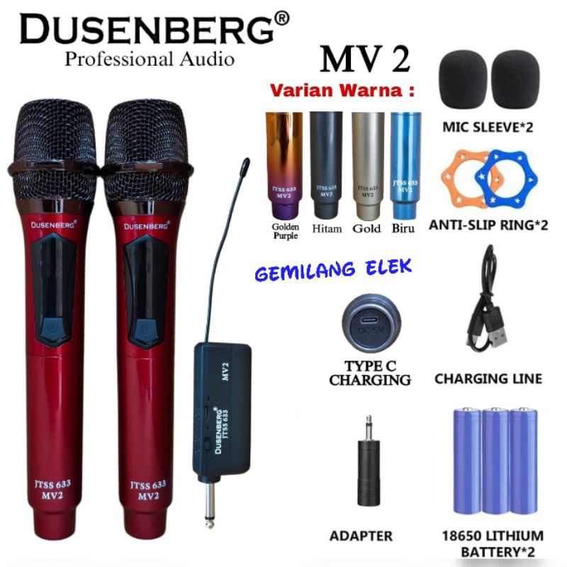 Mic Wireless DUSENBERG JTSS 633 MV 2 Rechargeable 2 Mic