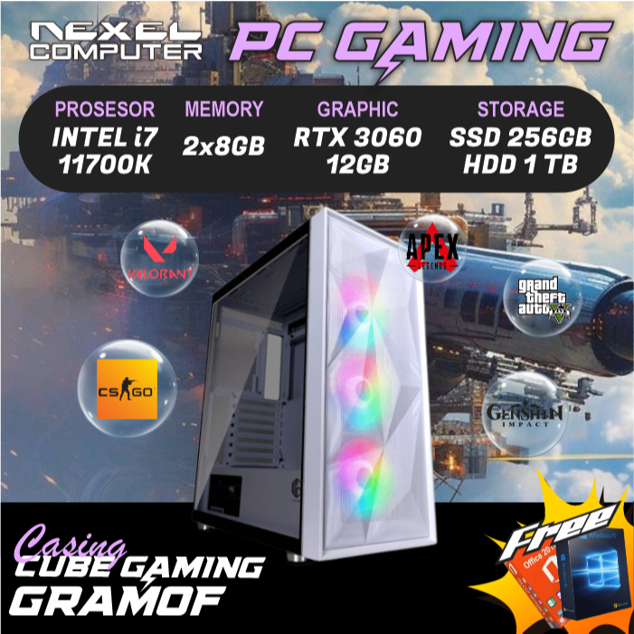 PC GAMING SULTAN - INTEL I7 11700K - RTX 3060 12GB - SSD 256GB NVME + HDD 1 TB - GEN 11