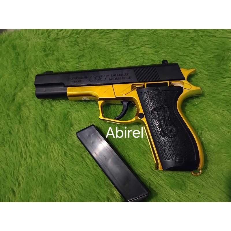 Pistol Mainan Air Spring Gun Tembakan Kokang Caliber Colt 22 Medium