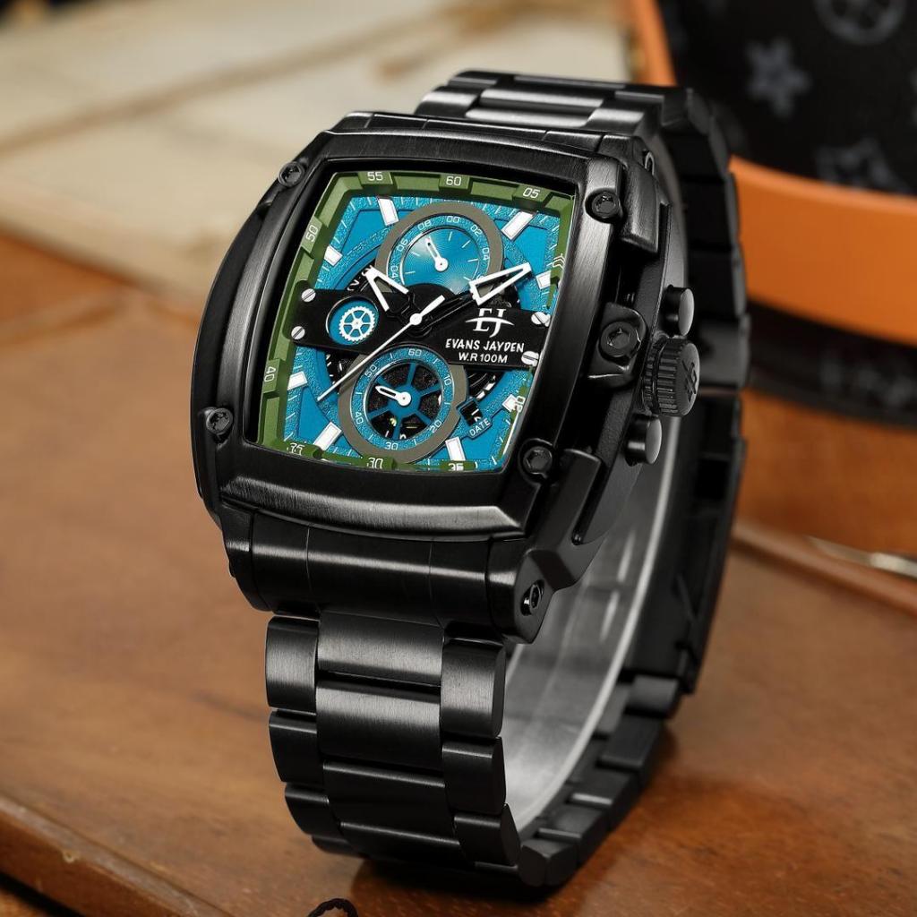 Big Sale  Jam Tangan Pria Evans Jayden 9553 Stainless Stell Kaca Sapphire Water Resistant 5ATM