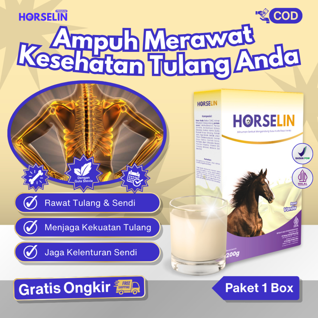 

Susu Kuda untuk Tulang Keropos HORSELIN Susu Kuda Liar Sumbawa Premium Herbal Osteoporosis (200gr)
