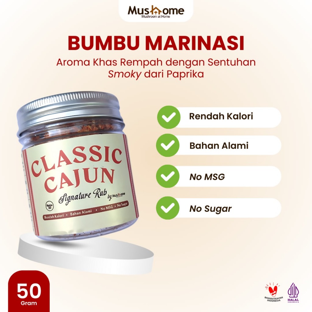 

Bumbu Marinasi Dry Rub Spesial: Classic Cajun & Tasty Curry - No MSG, Tanpa Gula dan Rendah Kalori!