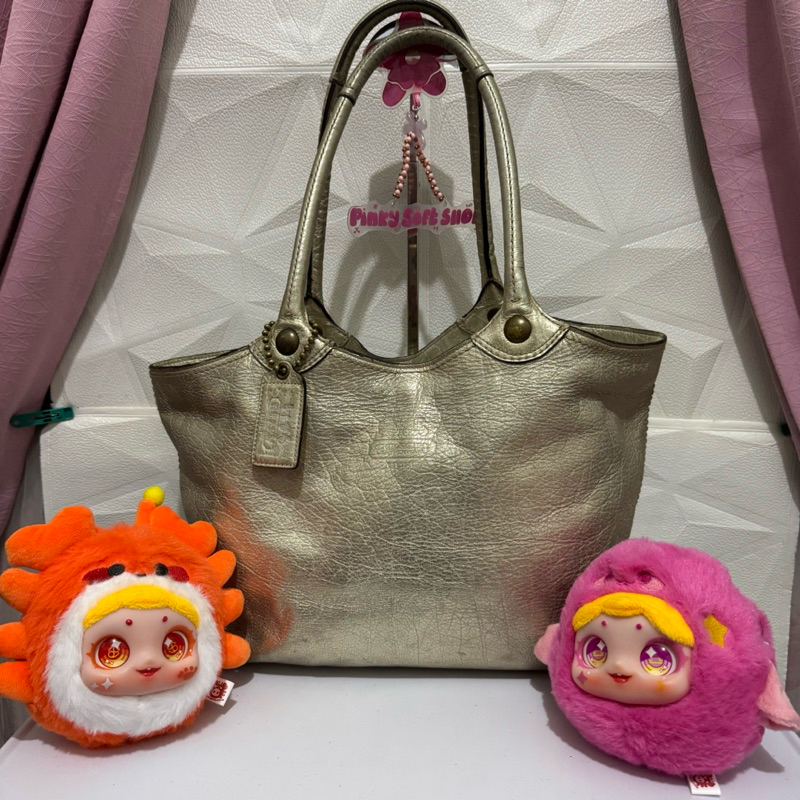 tas tote bag kulit asli. tas tote bag coach coc gold preloved