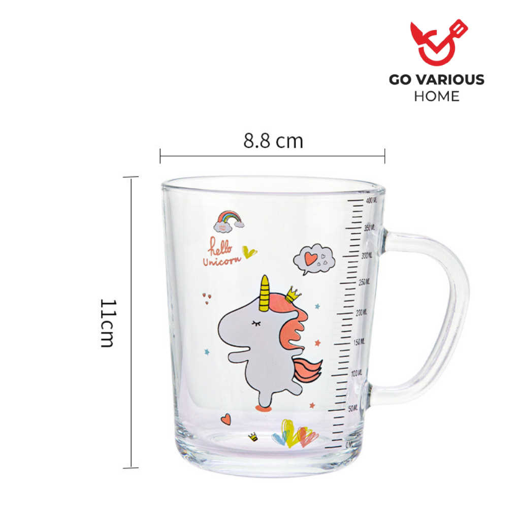GVH Gelas Mug Bening Karakter Hewan lucu Free Sedotan