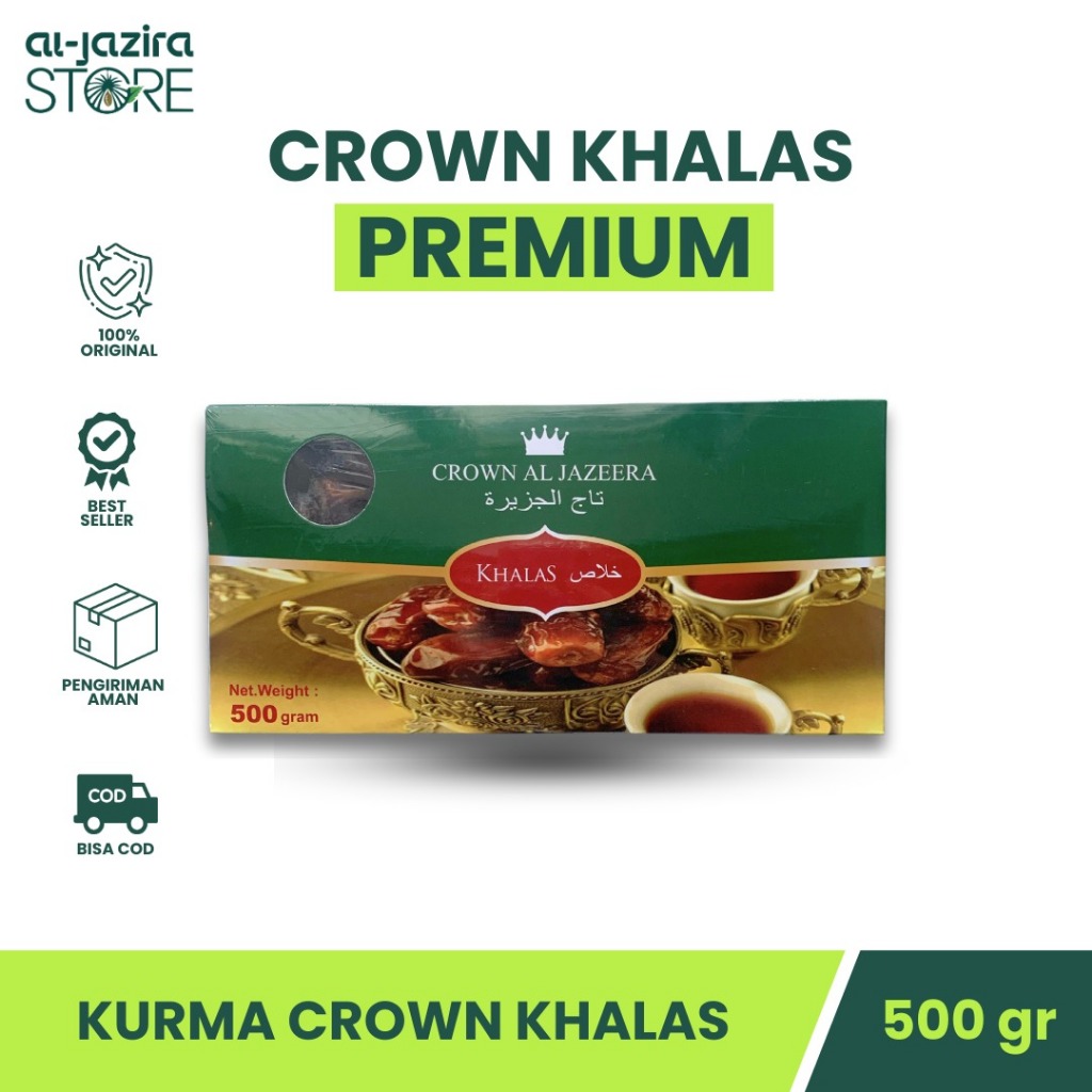

Date Crown Kurma Khalas Al-Jazira 500G dari UAE in Box New EXP. TERBARU Premium