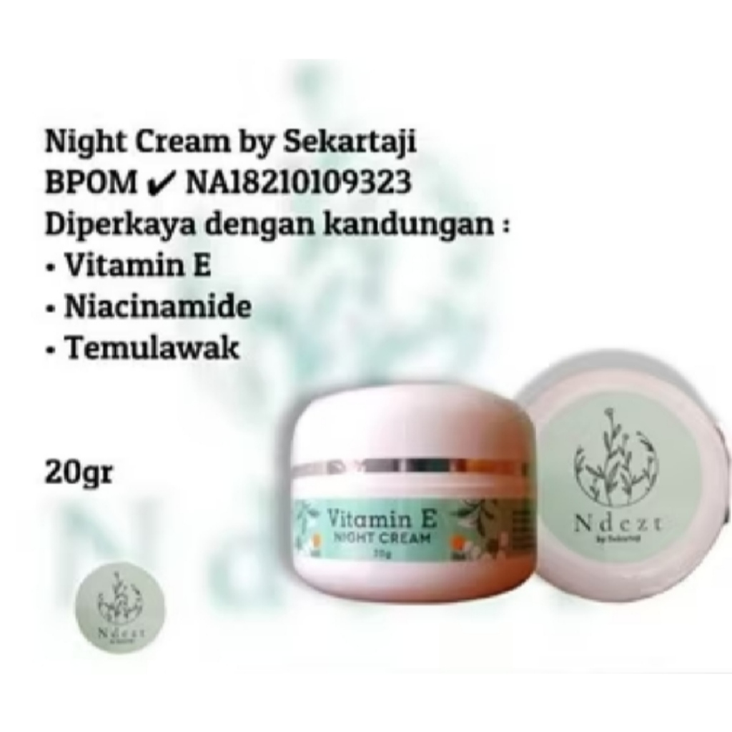 Ndezt Skincare Vitamin E Night Cream 20gr by Sekartaji