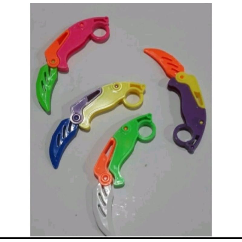 Mainan anak edukasi pisau lipat bahan plastik aman tidak bahaya mainan pisau fidget toys murah harga