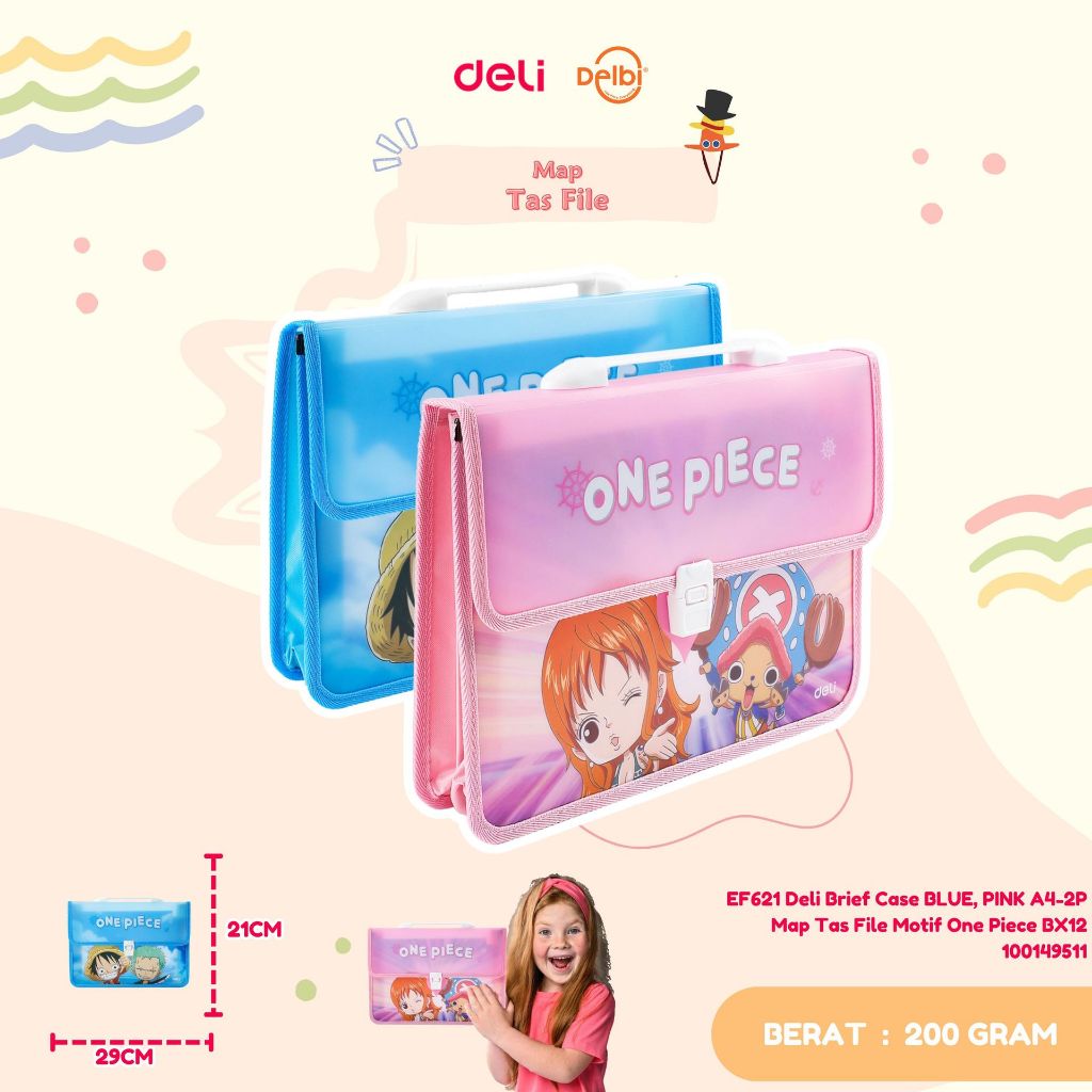 

EF621 Deli Brief Case BLUE, PINK A4-2P Map Tas File Motif One Piece