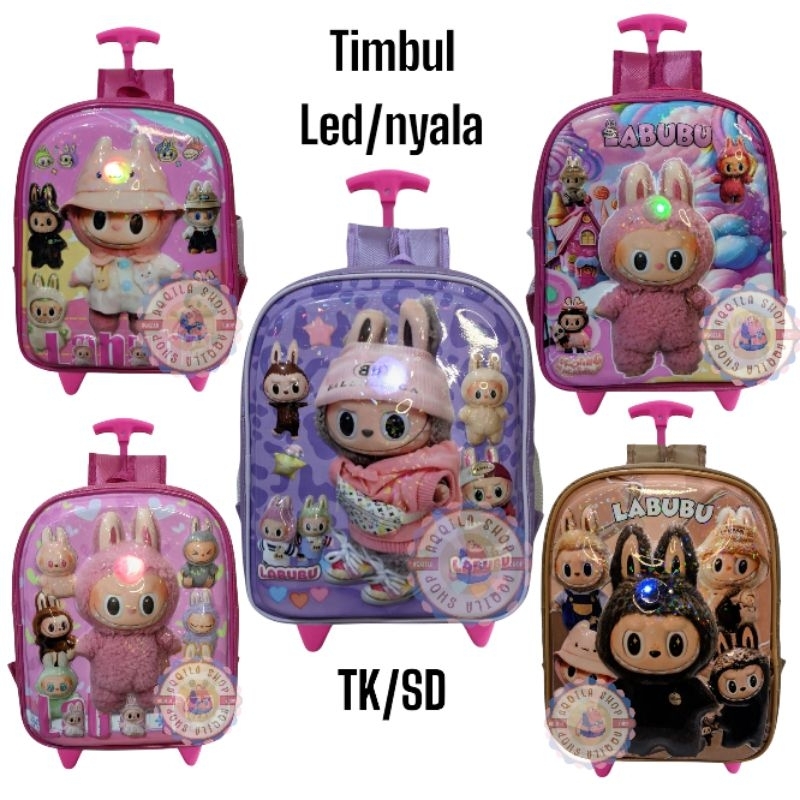 tas troli anak perempuan/tas dorong anak TK SD/tas dorong anak murah/tas troli lucu/tas troli embos 