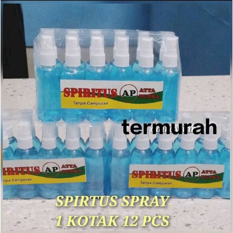 Grosir 12 pcs - Spritus cairan biru & ungu kemasan botol spray - spiritus - spirtus - serpitrus