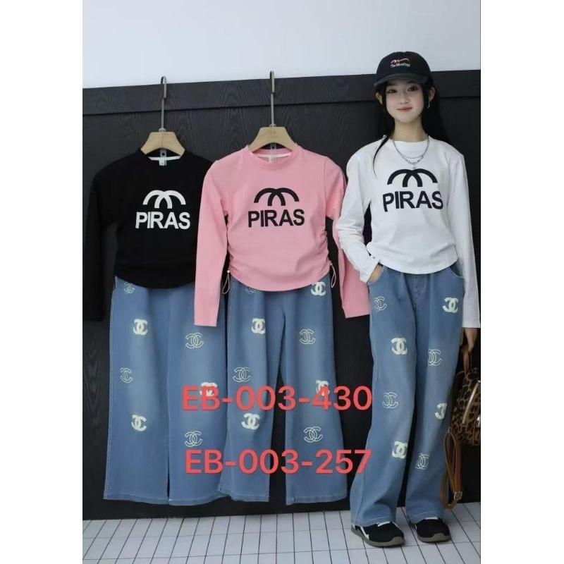 stelan anak perempuan, set jins kulot,5-7 tahun