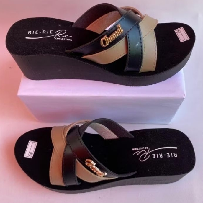 KOMBINASI CHANEL Sandal Wedges Wanita silang terbaru