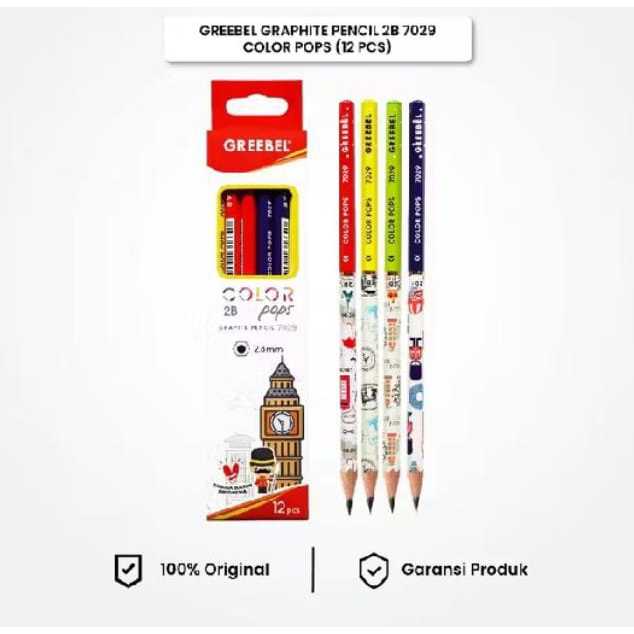 

GREEBEL Pensil kayu 2B 7029 COLOR POP /Pensil Kayu/Grafit/Graphite