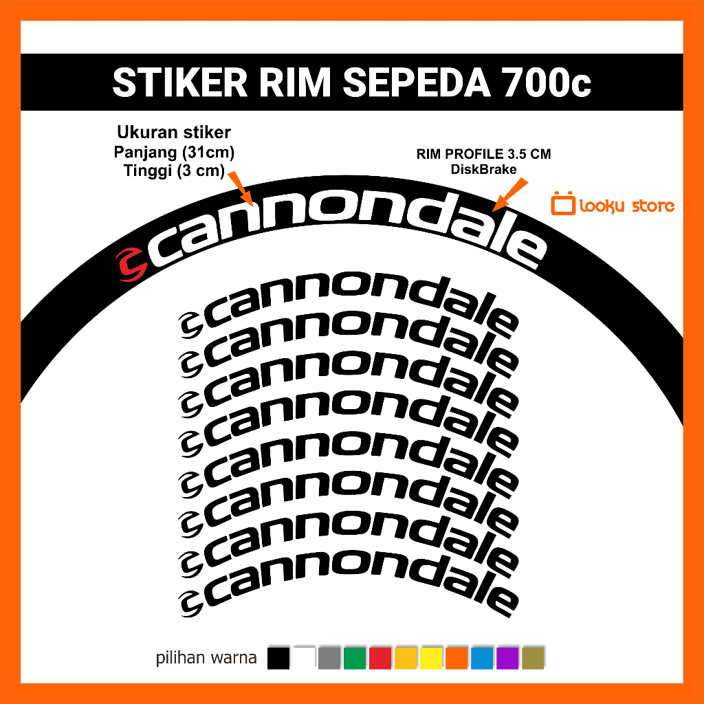 stiker Rim Cannondale 700c Profile 35 mm - Stiker Rim Sepeda Roadbike