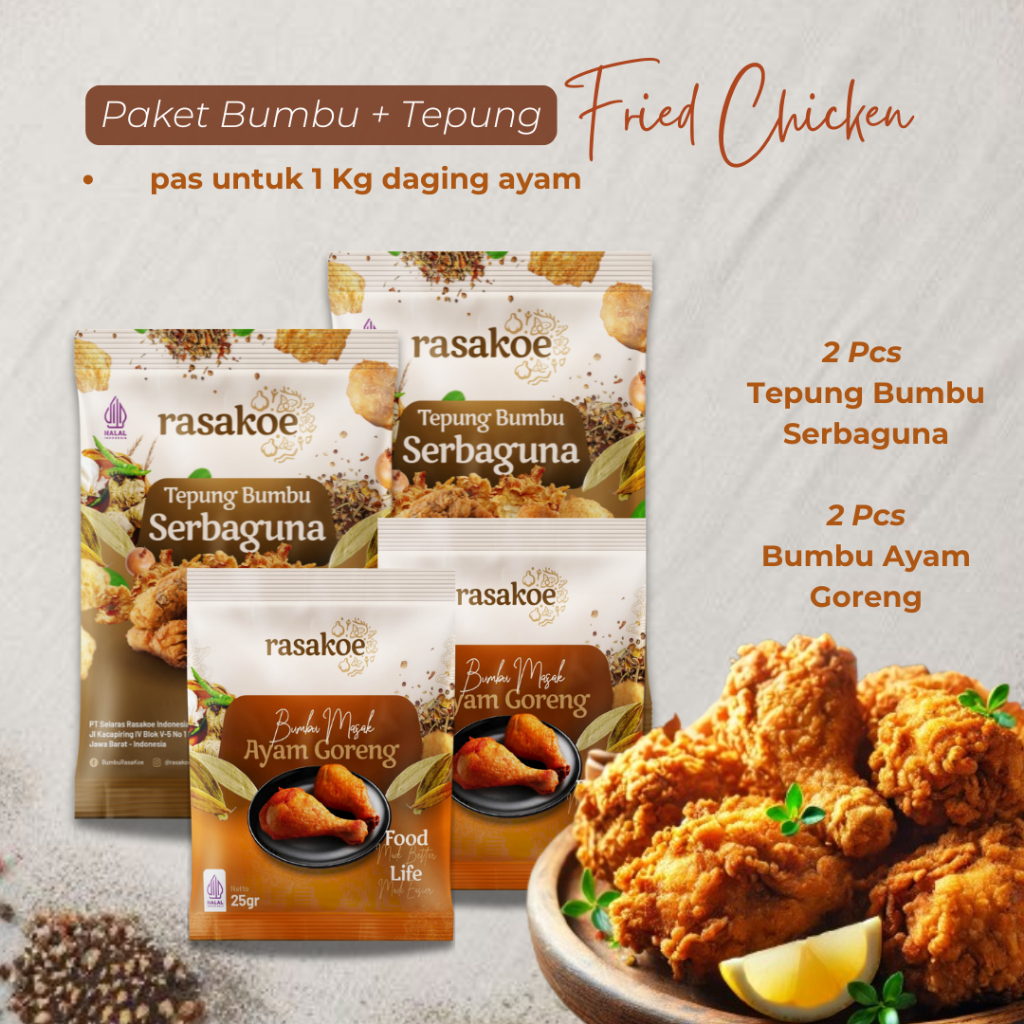

Rasakoe Paket Fried Chicken crispy dan renyah pas untuk 1 kg daging ayam