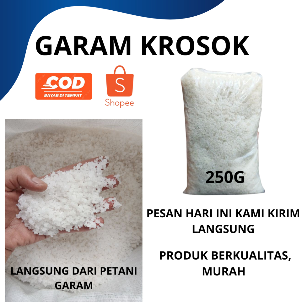

Garam Krosok 250G Asli Alami Berkualitas - Langsung Dari Petani Garam