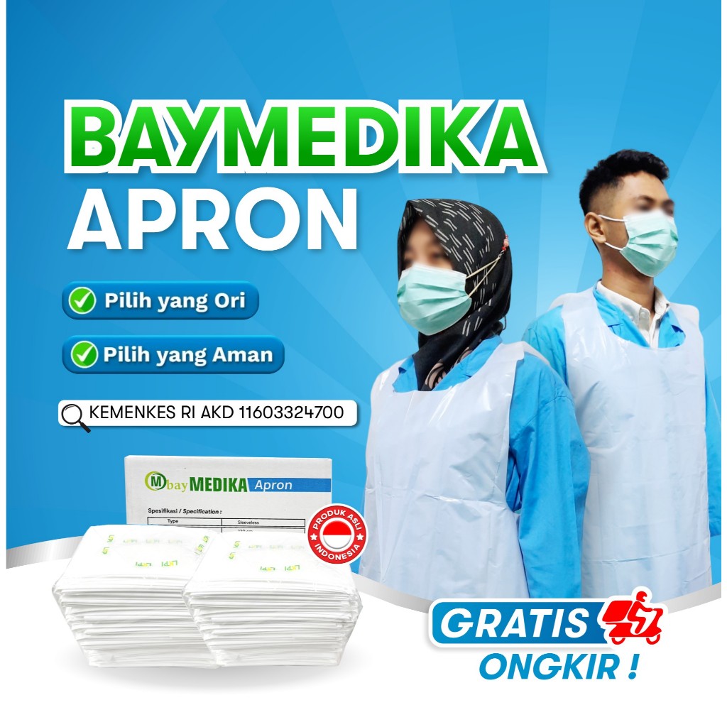BayMEDIKA Apron Medis - Apron Plastik - 1 Box isi 50 pcs