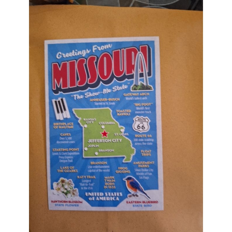 

kartu pos peta missouri/Usa map postcard