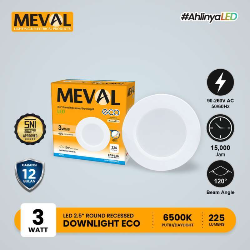 MEVAL LED Round Recessed Downlight Eco - PUTIH