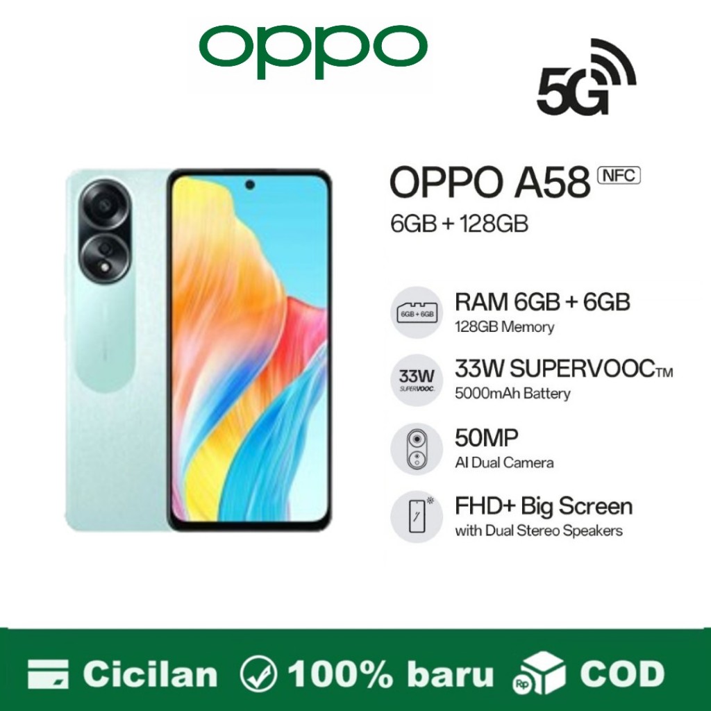 OPPO A58 5G RAM 8GB/256GB SUDAH NFC GARANSI 1 TAHUN